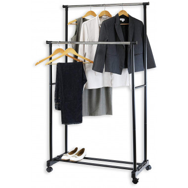 Телескопическая стойка-вешалка для одежды и обуви - Double Pole Clothes Horse