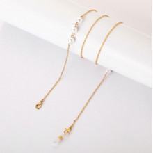 Цепочка для очков "Pearls", металл, золотистая, White and Gold 1 (23062342011)