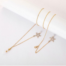 Цепочка для очков "Stars", металл, золотистая, White and Gold 2 (23062342012)