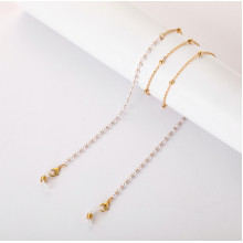 Цепочка для очков "Pearls", металл, золотистая, White and Gold 7 (23062342014)