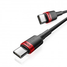 Кабель Baseus Cafule  PD 100W, Quick Charge 3.0, USB Type-C на USB Type-C, 0,5м, Черно-Красный (1908214201)