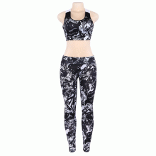 Комплект для фитнеса Enjoyfit Black, женский костюм для спорта, леггинсы+топ, М (18082242012)
