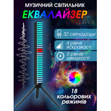 Музыкальный эквалайзер Lavka, светодиодный LED светильник, подсветка для музыки, 32 светодиода, реакция на шум, тренога в комплекте 2602254202