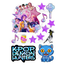 Декор на торт Кейпоп-охотницы на демонов KPop Demon Hunters вафельная бумага для торта съедобная печать на вафельной бумаге пищевая вафельная картинка А4 109261201